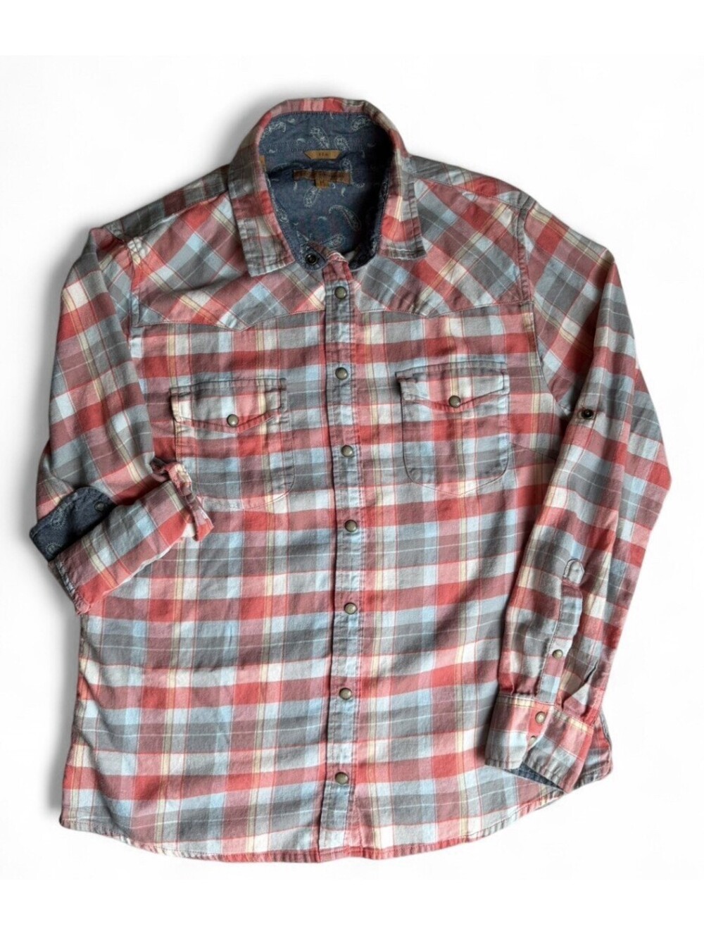 Jachs Girlfriend Bea Flannel Shirt Women’s M Western Pearl Snap Plaid